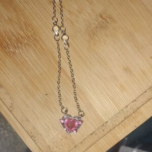 Elegant Pink Heart Pendant Necklace